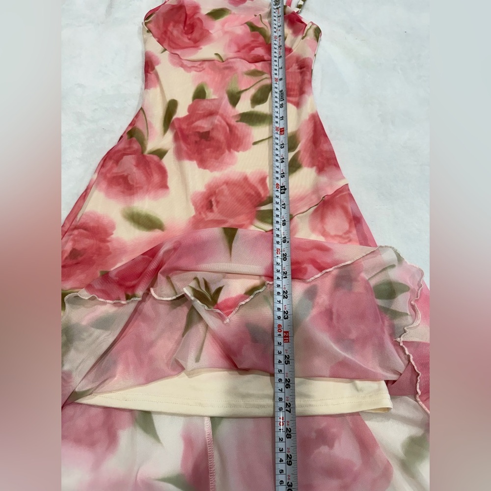 Pink Floral Midi Dress Coquette Whimsical Fairycore Barbiecore XS/S - Picture 8 of 11